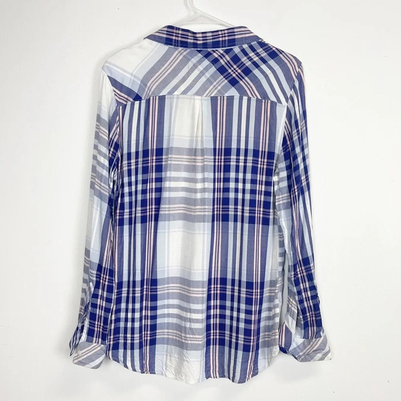 Rails Button Up Shirt Womens Size Medium Purple Blue Plaid Long Sleeve - Picture 2 of 10